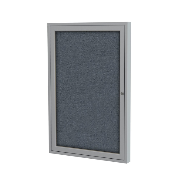 Ghent Enclosed Bulletin Board, 1 Door, Fabric, 3 ft H x 2 ft W, Gray PA13624F-91 - main